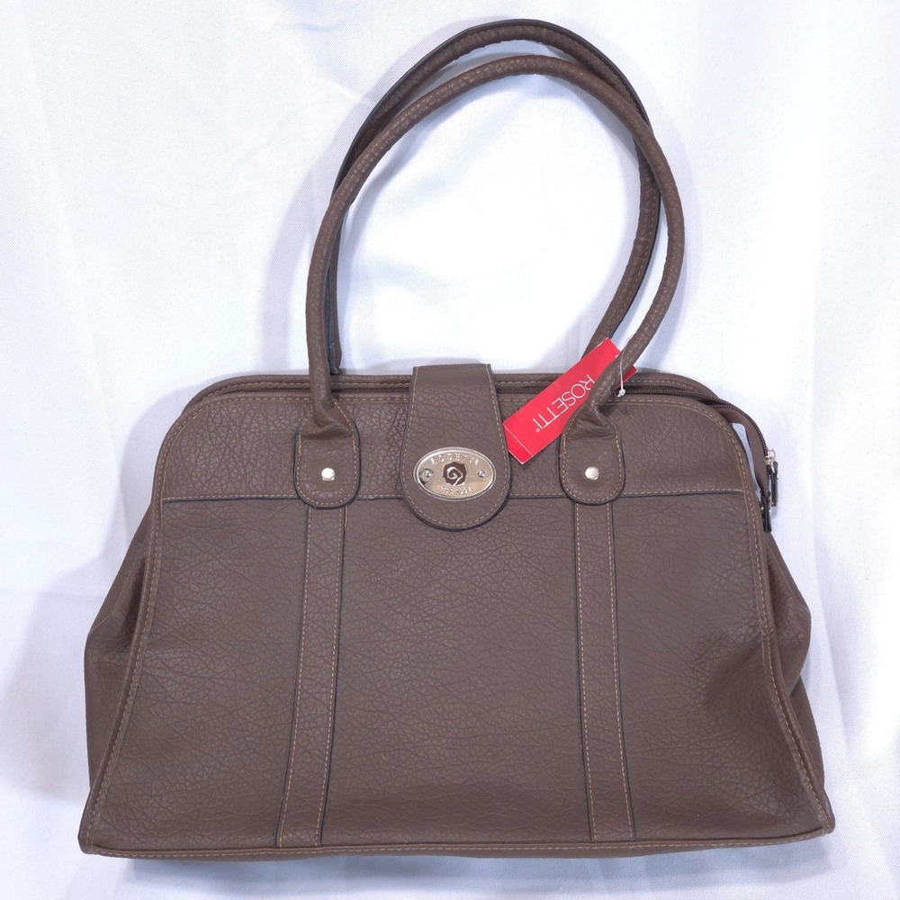 NWT Rosetti Faux Leather Work Laptop Tote w/ Mini Bag Cocoa Brown Office Divider